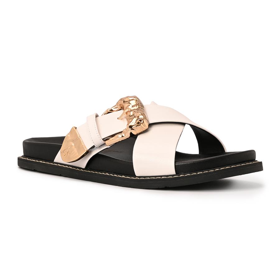 Papete White Bianco Crossed Straps with Buckle