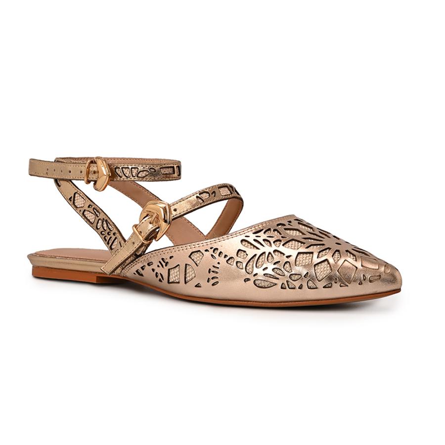 Golden Laser Cut Ballet Flat