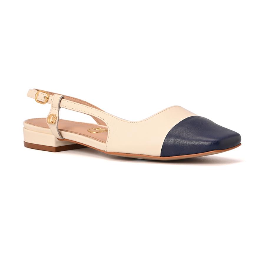 Bicolor Silk Slingback Flat