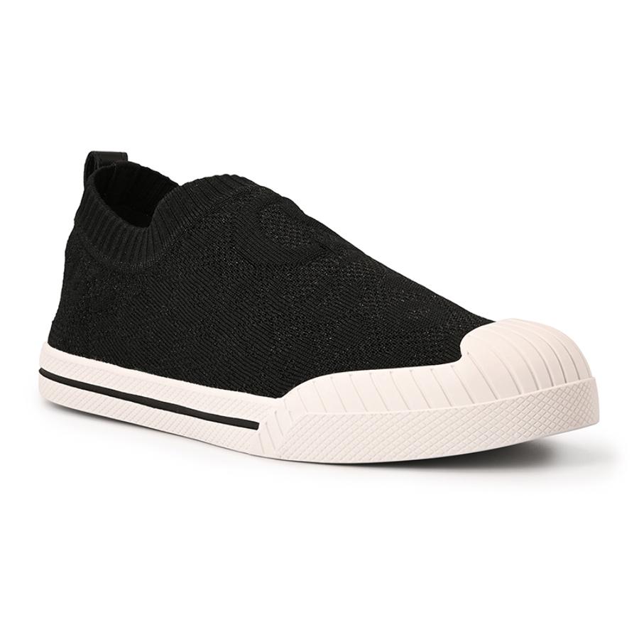 Black Textured Knitted Sneakers