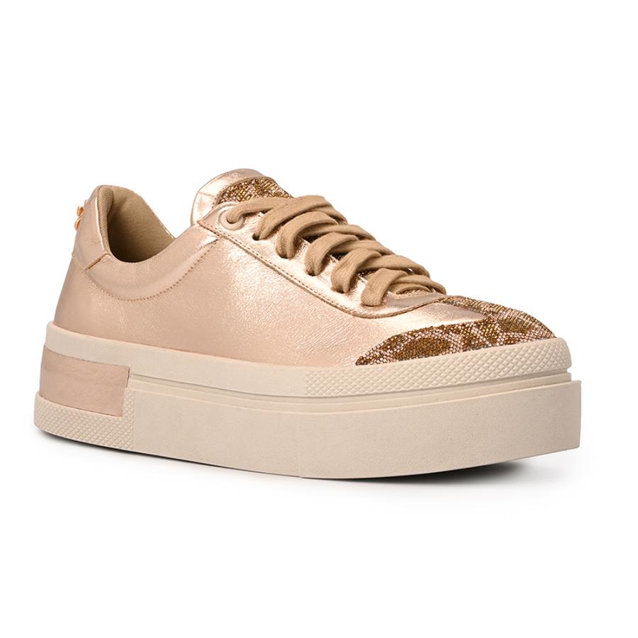 Golden Sneakers with Giraffe Print