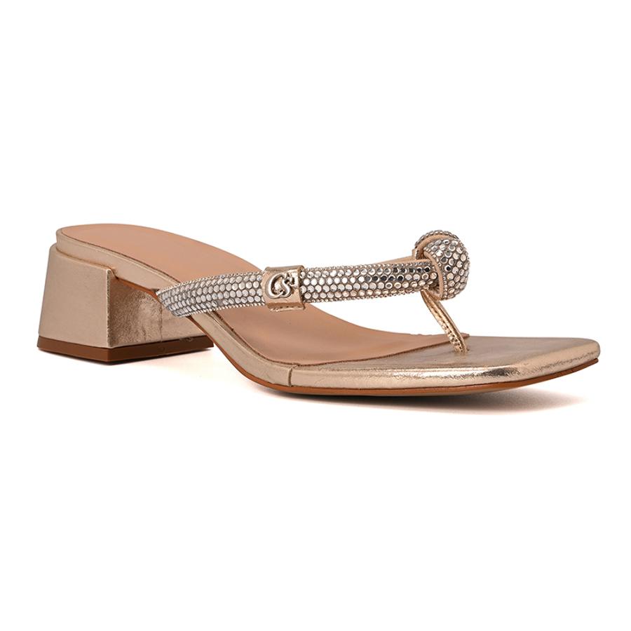 Golden Crystal Strap Mules