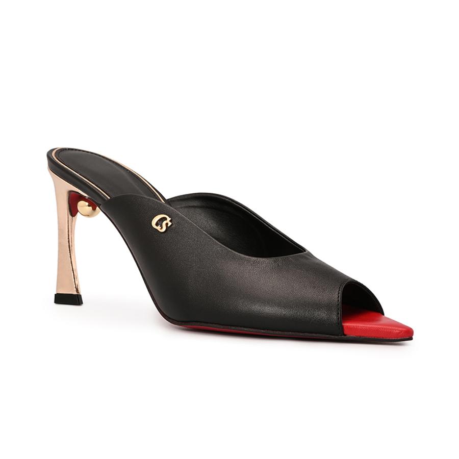 Black Leaf Toe and Comma Heel Mule