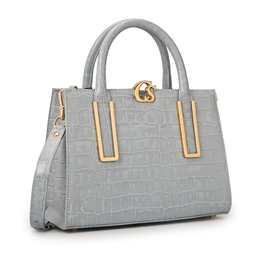 Atlantic Blue Croco Tote Bag