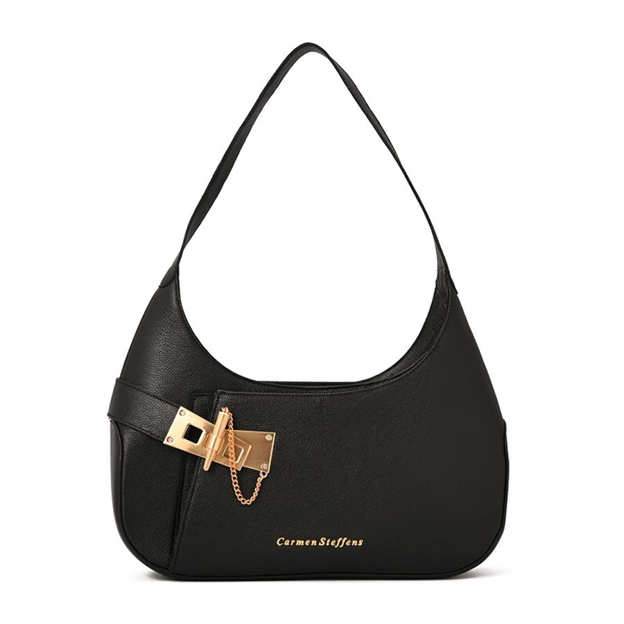 Hobo Bag Golden Clasp Black