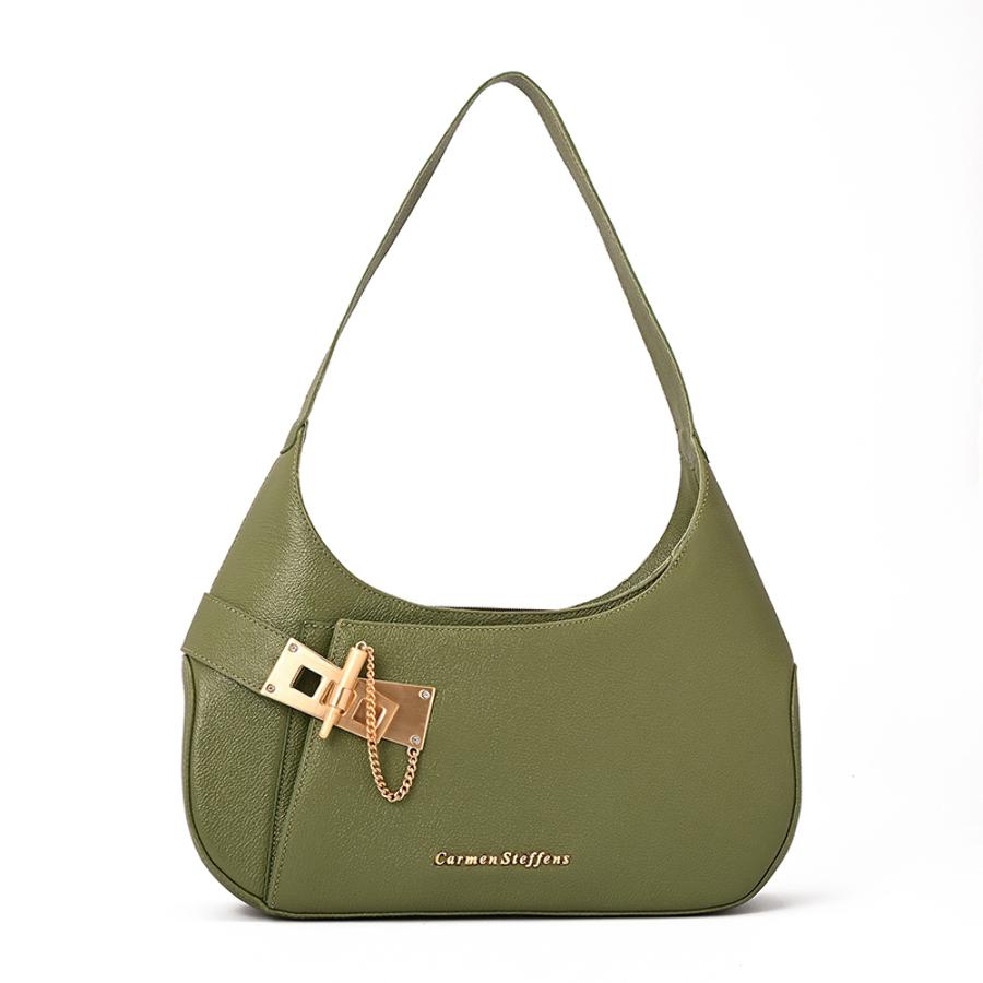 Hobo Bag Golden Clasp Military