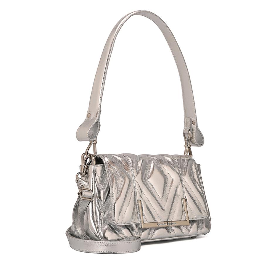 Quilted Silver Leather Bag