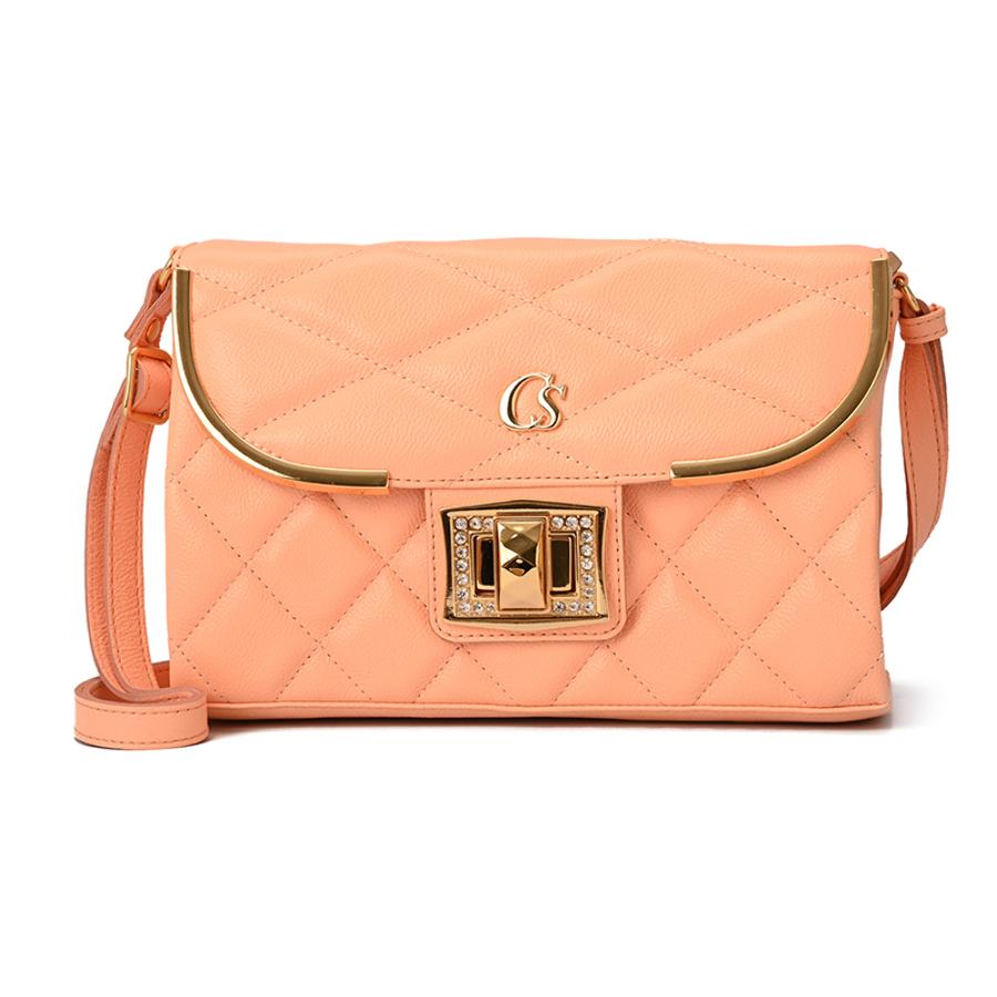 Quilted Bag Details Peach