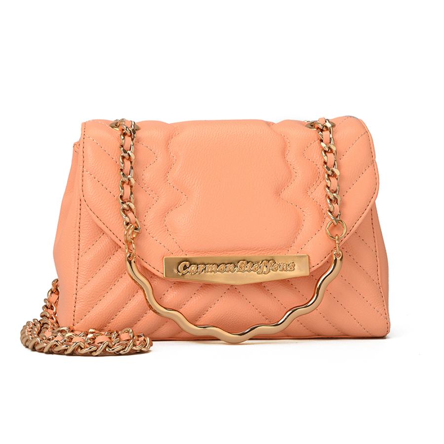 Quilted Bag Chain Peach