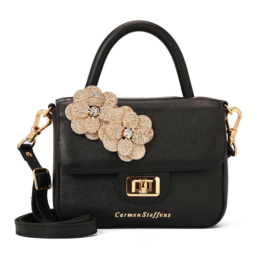 Top Handle Bag Flower Black