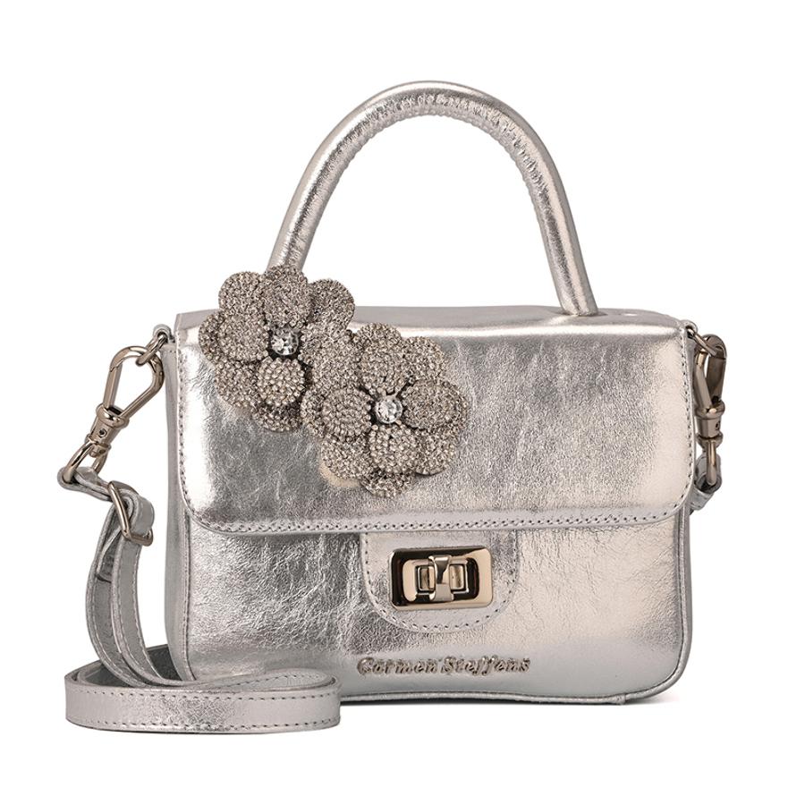 Top Handle Bag Flower Silver