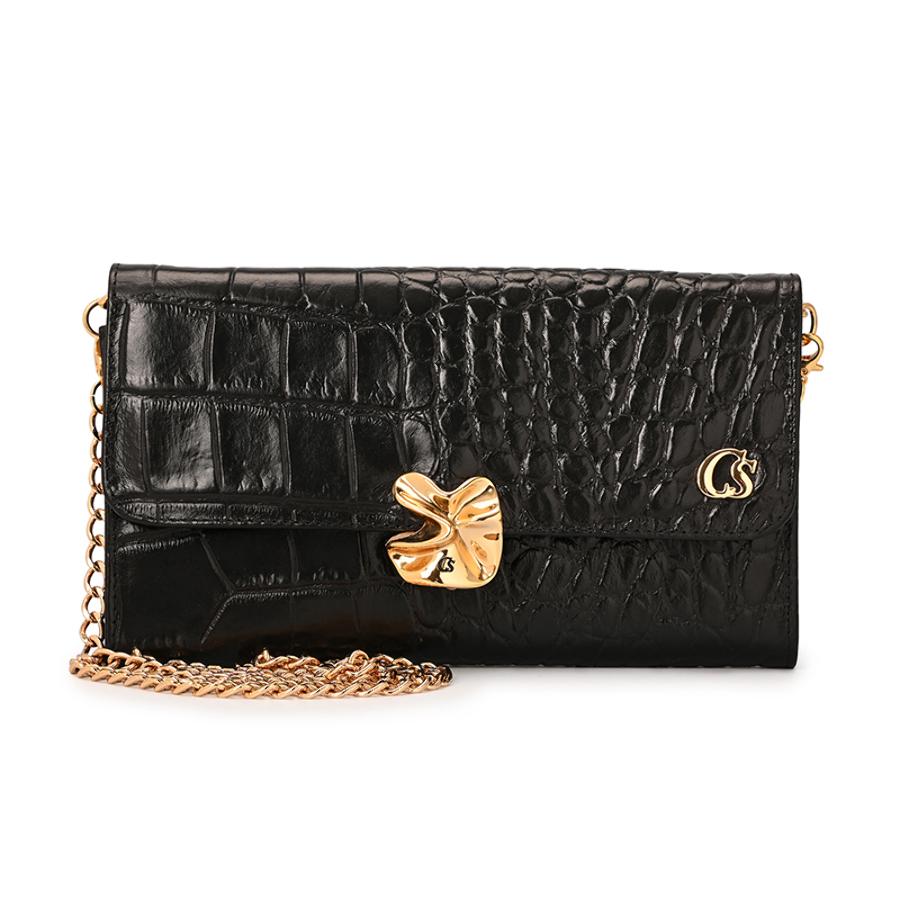 Black Clutch with Organic Ornament