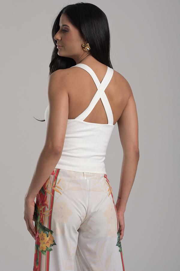 Off-white Top with Crossed Bust Detail