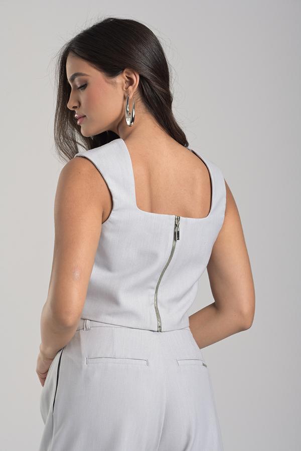 Tailored Natural Cropped Top