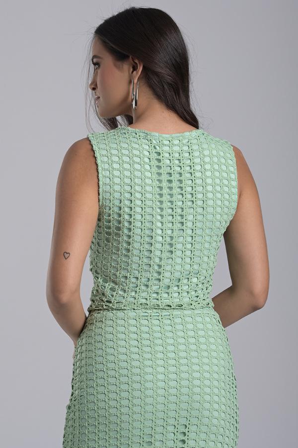 Green Sweet Herb Jacquard Knit Blouse