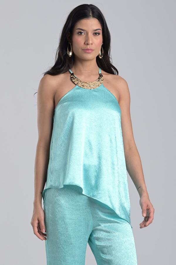 Asymmetric Soft Green Blouse