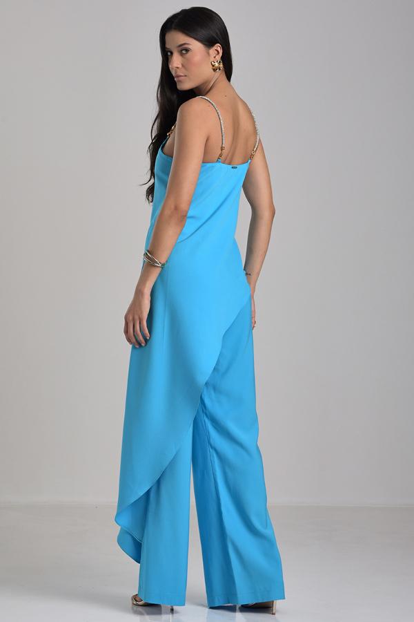 Asymmetrical Tailored Blue Blouse