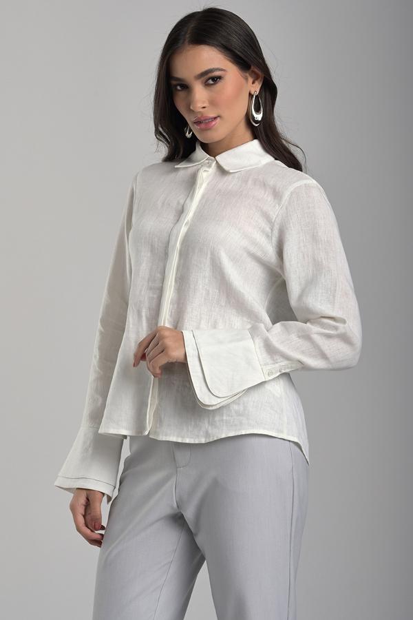 Off-white Linen Shirt with Double Cuffs
