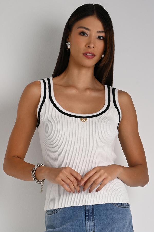 White Metal Tank Top