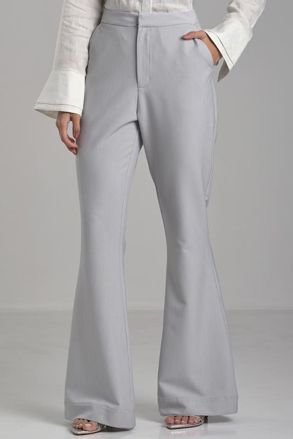 Gray Tailored Flare Pants