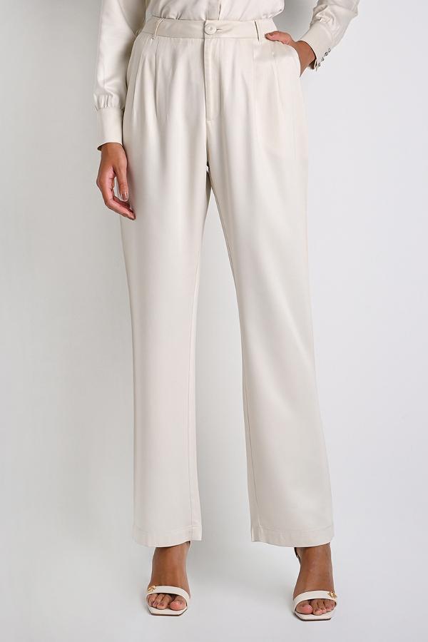 Classic Pleated Off-White Pants