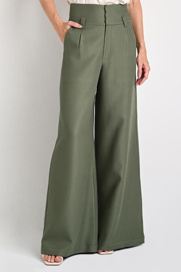 High-Waisted Moss Green Pants