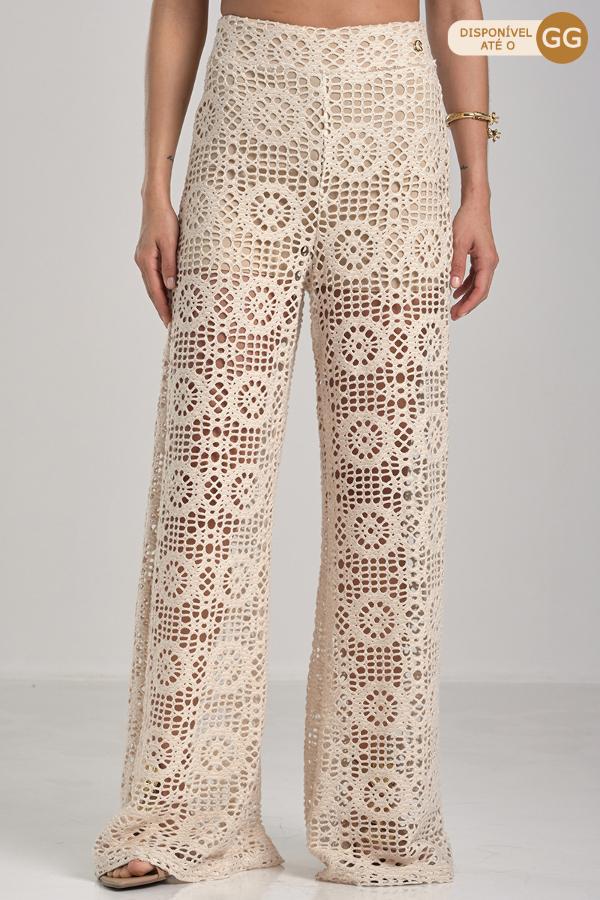 Boho Chic Off-white Palazzo Pants
