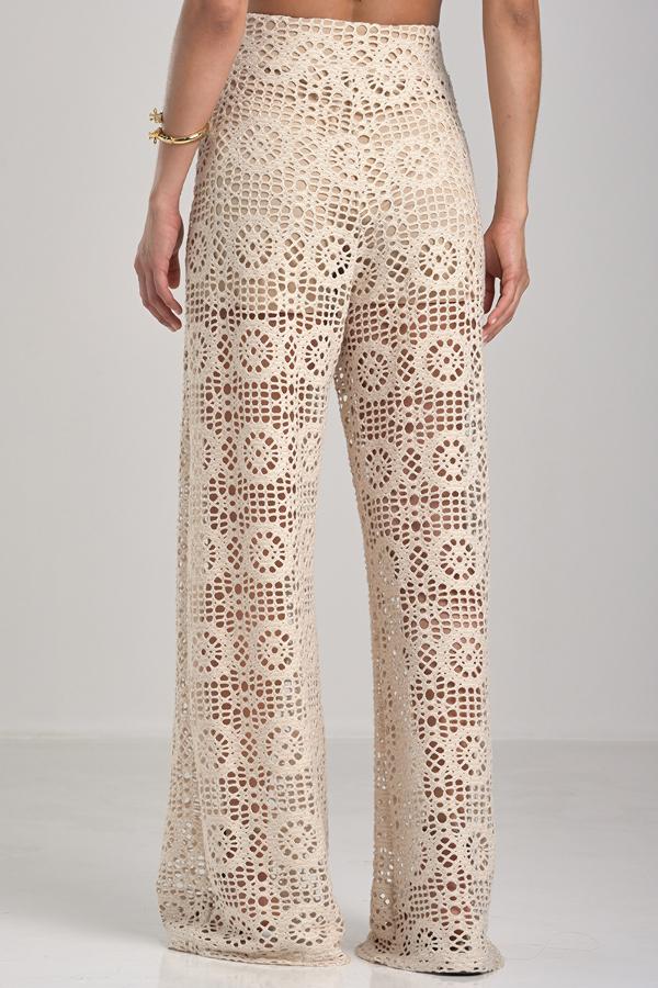 Boho Chic Off-white Palazzo Pants