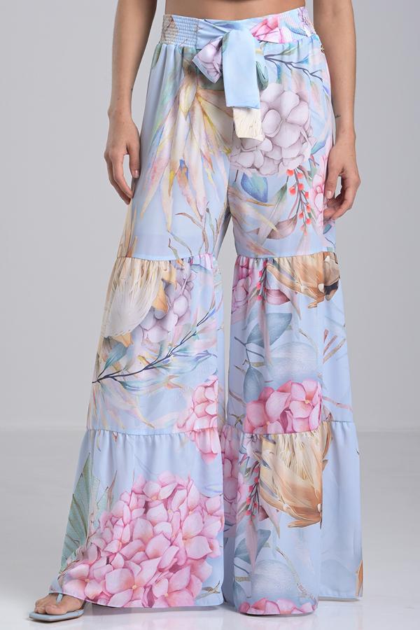 Wide-Leg Printed Pants