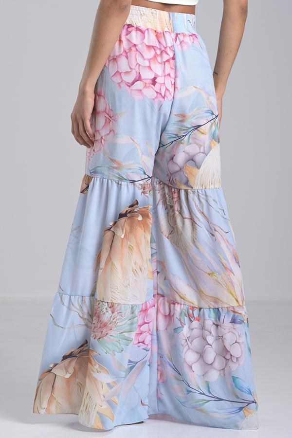 Wide-Leg Printed Pants