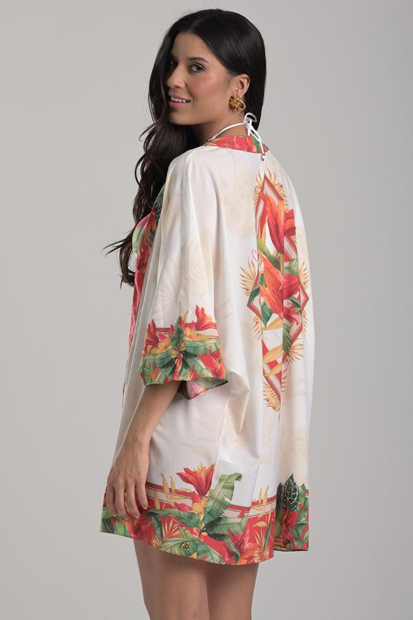 Kimono with Wide Sleeves Printed