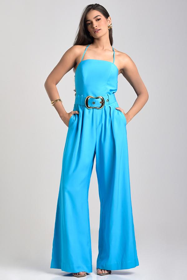 Blue Jumpsuit with Back Tie
