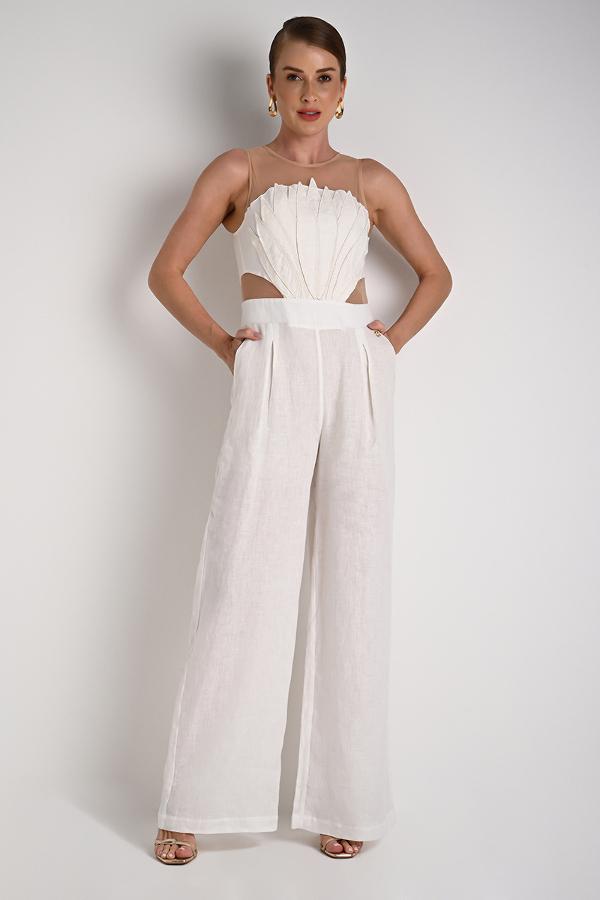 Jumpsuit with Transparent Cutouts Off-White