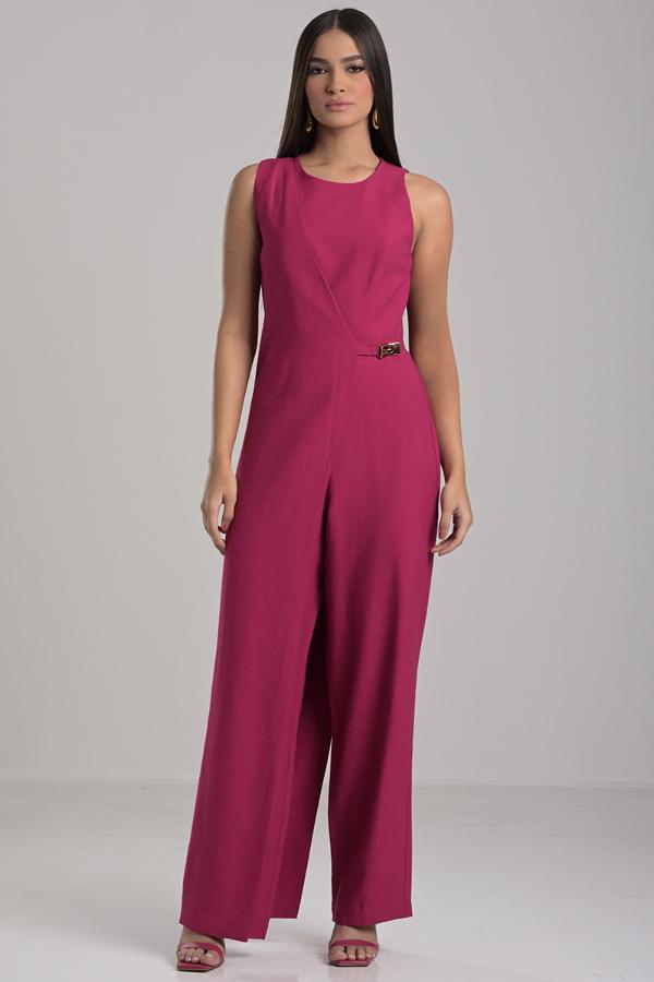 Fuchsia Jumpsuit with Removable Overlay