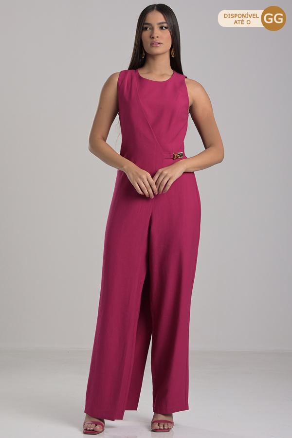 Fuchsia Jumpsuit with Removable Overlay
