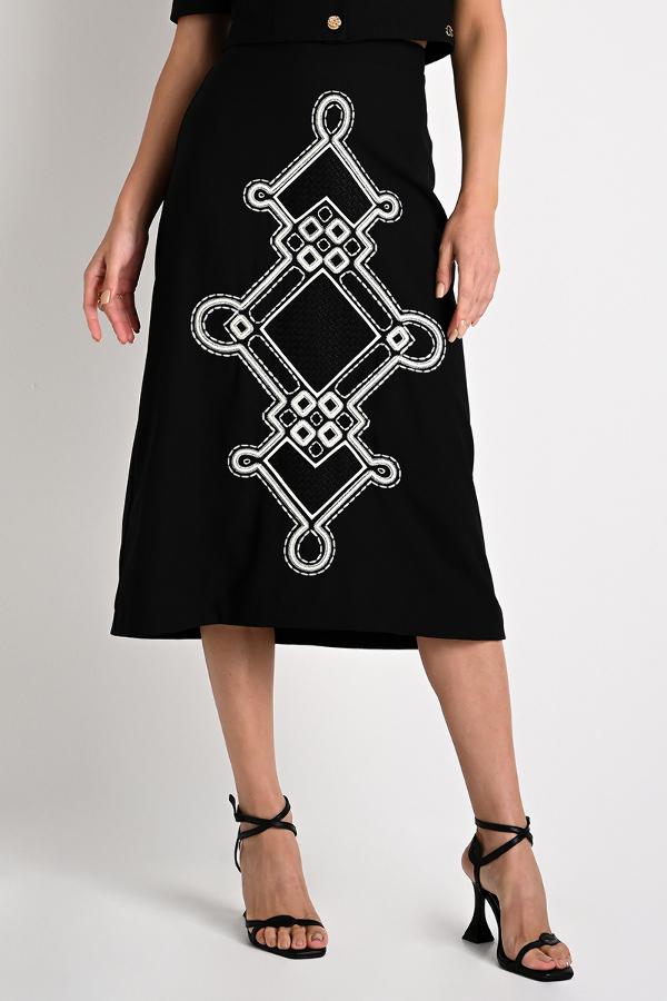 Black Midi Flared Skirt