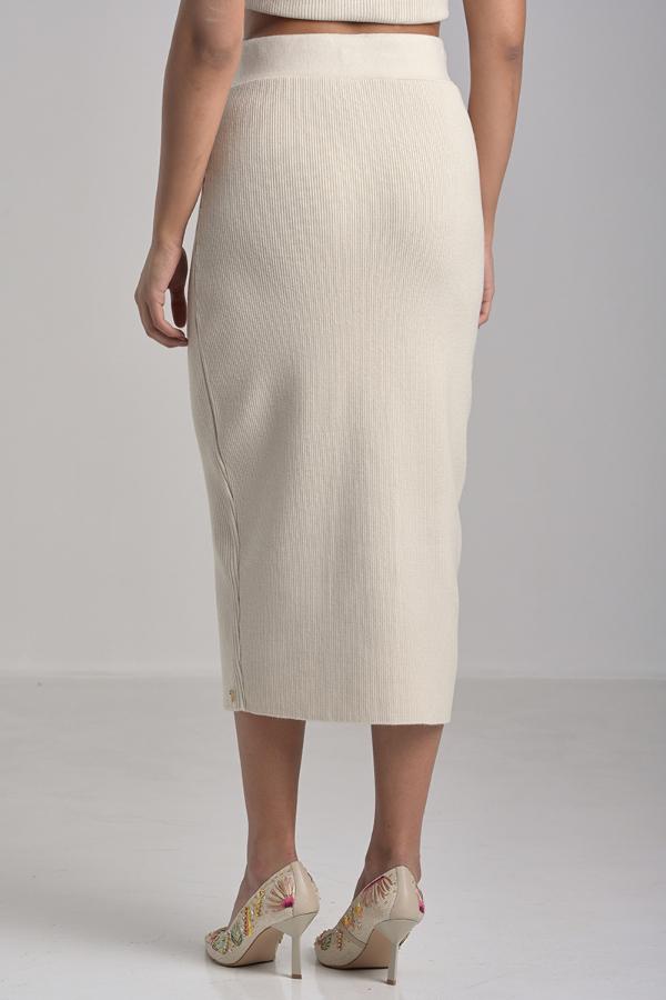 Beige Camel Knit Skirt
