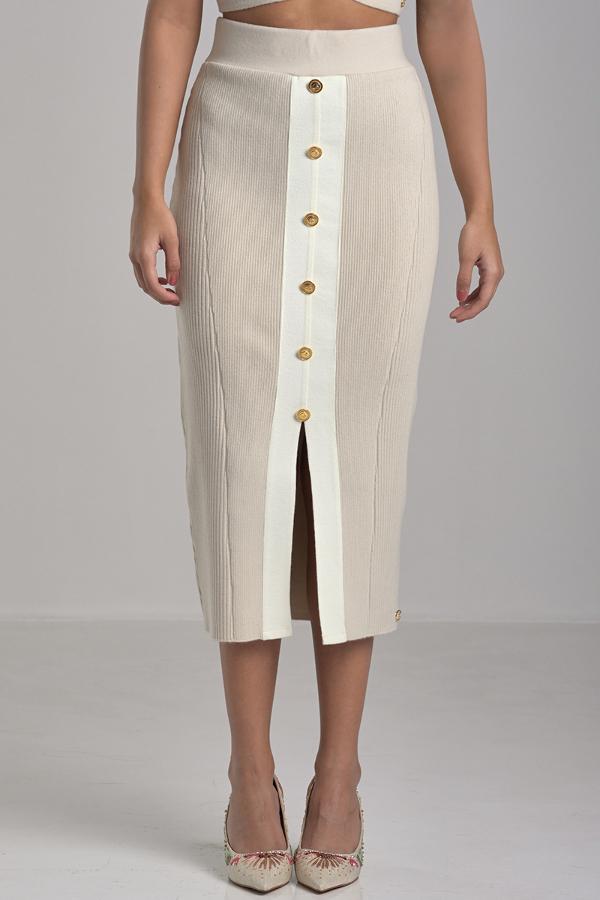 Beige Camel Knit Skirt