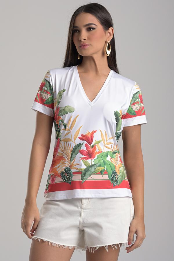 Classic V-Neck Printed T-Shirt