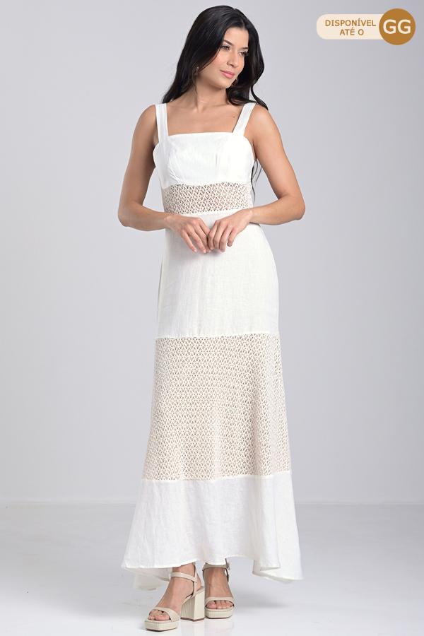 Linen Dress with Natural Cutouts