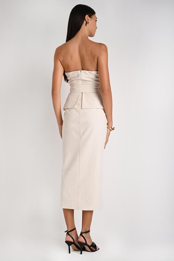 Striped Strapless Midi Dress