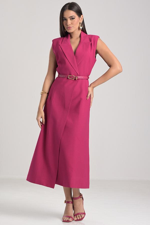 Fuchsia Tailored Dress with Belt