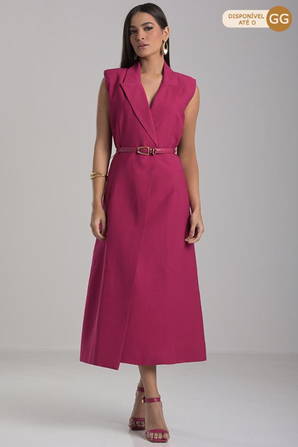 Fuchsia Tailored Dress with Belt