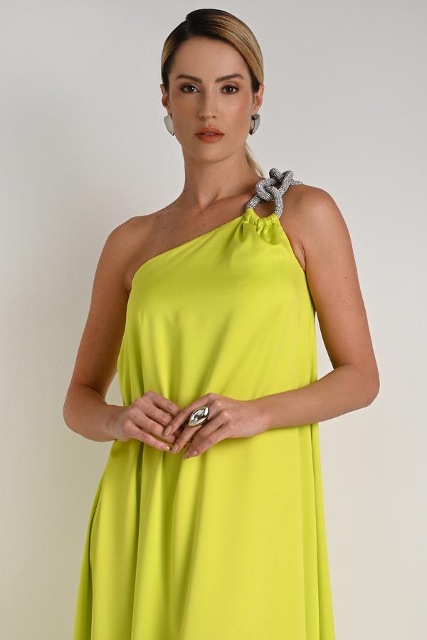 Long Dress with Tropical Shoulder Detail