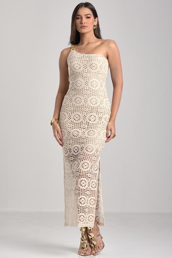 Asymmetric One-Shoulder Dress with Slit