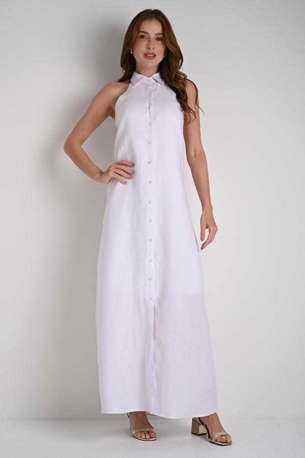 Halter Neck Chemisier Dress Bianco