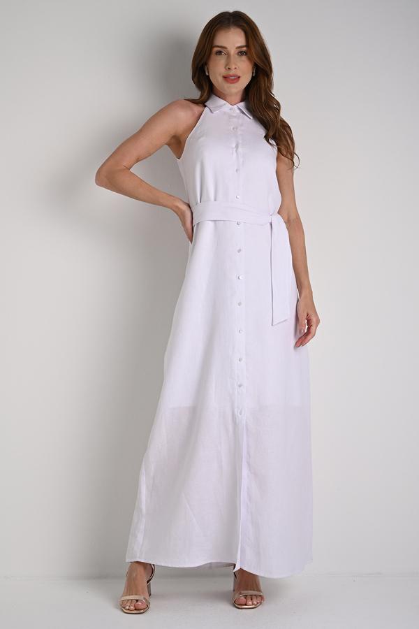 Halter Neck Chemisier Dress Bianco