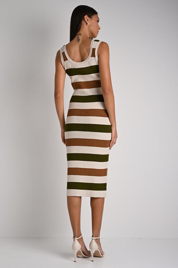 Striped Midi Silk Dress