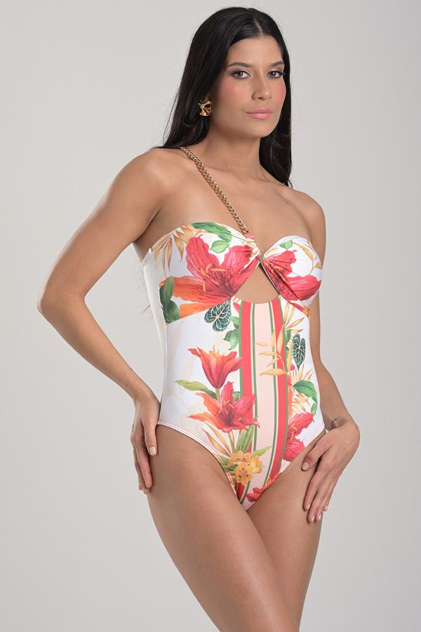 Asymmetric Printed Swimsuit