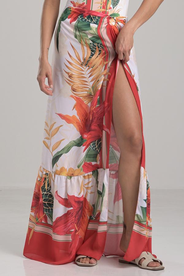 Beach Cover-Up with Ring Detail and Print